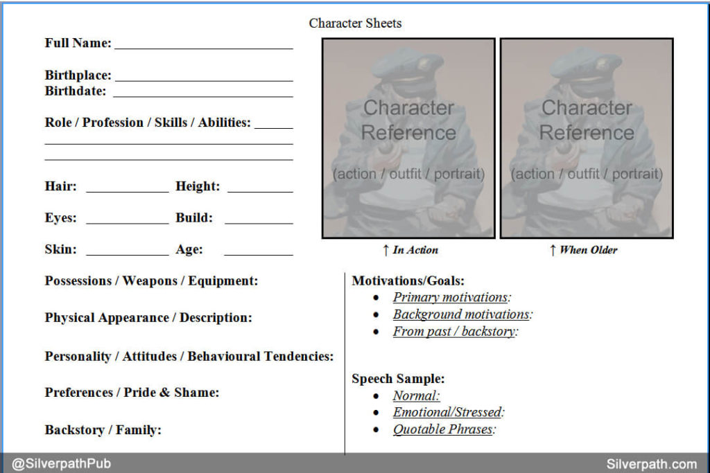 Silverpath.com - Character Sheet Template Example